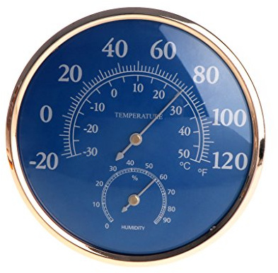 angelliu Thermomètre Mural Intérieur Grand Rond Bleu Baromètre Thermomètre Hygromètre Thermomètre Digital Intérieur/Extérieur pour La Maison, Bureau De Jardin