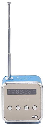 Diyeeni Mini Musik Player, Tragbares UKW Radio, Mini Radio Modesprecher, 600mA Batterie, Unterstützt TF-Karte und U-Disk, für Küche, Bad, Auto, Partys, Reisen, Sport(Blau)