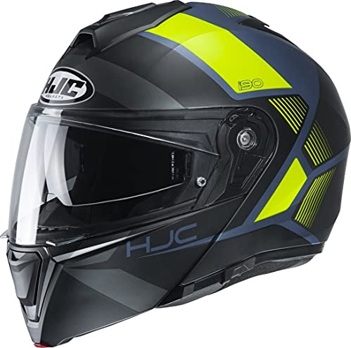 Motorradhelm HJC i90 HOLLEN MC4HSF, Schwarz/Gelb, XS