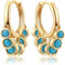 Mevecco Gold Tassel Huggie Hoop Earrings 18K Gold Plated Dainty Small Star Disc Cross Turquoise CZ Tassel Dangle Drop Huggy Sleeper Earrings for Women Gift for Her