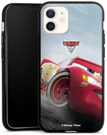 Silikon Hülle kompatibel mit Apple iPhone 12 Mini Case schwarz Handyhülle Lightning McQueen 95 Offizielles Lizenzprodukt Cars