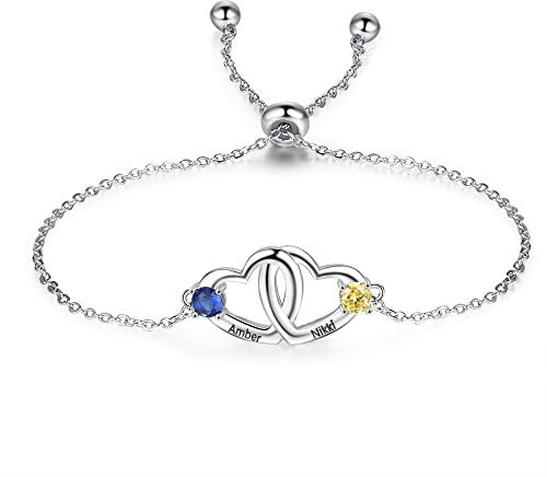 XiXi Personalisierte Unendlichkeit Armband mit Gravur Damen 925 Silber Armband Mutter Tochter Freund Geschenk für Weihnachtstag Valentinstag Muttertag