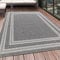 HomebyHome Outdoor Teppich Grau 60x100 cm für Küche, Terrasse, Balkon, Garten, Camping sowie Wohnzimmer und Schlafzimmer - Bordüre Design, Polypropylen, 7 mm Flachgewebt, Pflegeleicht