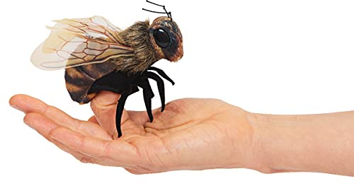 Folkmanis Mini Bee Finger Puppet,Black; Orange-Yellow