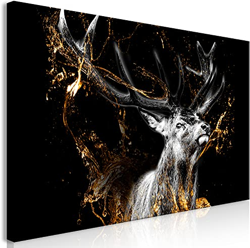 murando Wandbild Mega XXXL Hirsch 160x80 cm Einteiliger XXL-Format Kunstdruck zur Selbstmontage Leinwandbilder moderne Bilder DIY Wanddekoration Wohnung Deko Tier Abstrakt schwarz