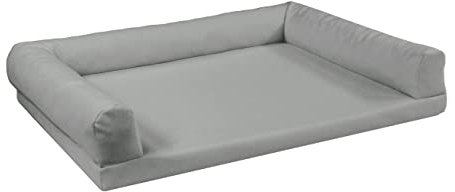 Juelle Orthopädisches Hundebett aus Kunstleder Sofa mit Matratze für große Hunde Abnehmbare Abdeckung, Waschmaschinenwaschbar, Lord L-XXL (130x95cm, Helle Asche)