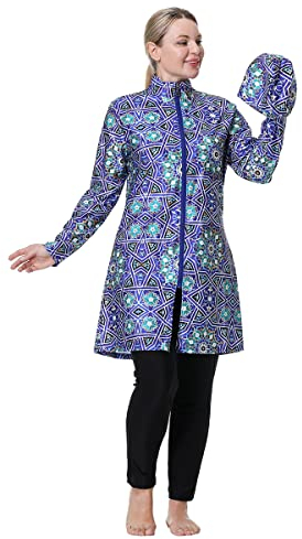 Plus Size Bescheidene Bademode für Frauen mit Hijab Full Coverage Islamischer Burkini Muslim (8XL, Y6)