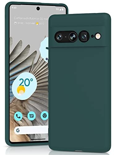 YATWIN Silicone Case for Google Pixel 7 Pro 5G, Soft-Touch, ShockProof, DustProof, Antiskid Full Body Armour Phone Cover for Google Pixel 7 Pro 5G - Dark Green