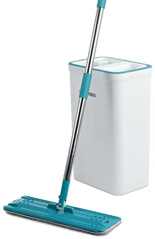 CLEANmaxx Wischmopp Easy Mopp - 2,5L | Elektrische Frischwasserpumpe | Mit 2 separaten Wassertanks für getrenntes Schmutz- und Frischwasser [weiß/türkis]