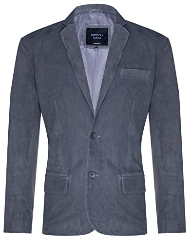 Men's Grey Suede Blazer Jacket Soft Real Italian Leather Fitted Vintage Coat S