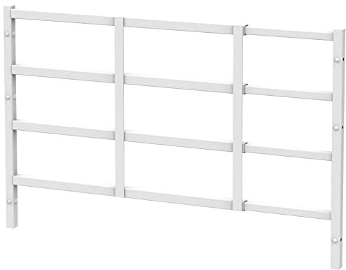 Protector de seguridad de ventana fija para niños, 19 x 38 pulgadas, ancho ajustable que evita caídas accidentales, sin salida, tornillos resistentes a manipulaciones incluidos, blanco, paquete