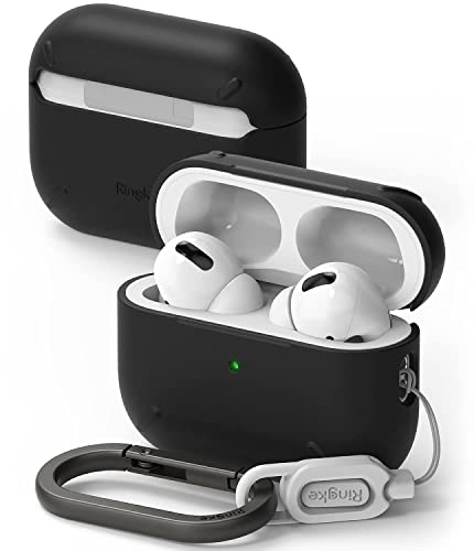 Ringke Layered Case Kompatibel mit AirPods Pro 2 Hülle Kratzfest Hartschalen Schutzhülle mit Karabine für AirPods Pro 2. Generation - Black