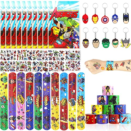 40 piñata di supereroi per bambini, ragazzi e ragazze, tema supereroi assortito con strisce adesive, portachiavi, sacchetti regalo, regalo di compleanno