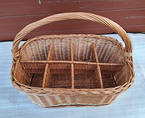 Flaschenträger für 8 Flaschen Weidenkorb Getränketräger Picknickkorb RattanTragekorb Handgeflochten