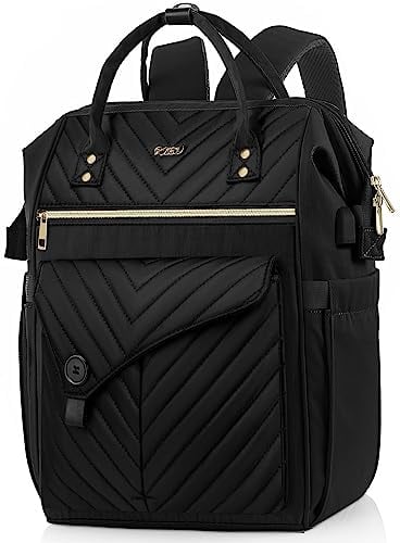 Rucksack Damen, Schulrucksack Mädchen Teenager mit USB-Ladeanschluss, Geeignet für 15,6-Zoll-Laptops, Schultasche Dadypacks für Universität, Reisen, Schule und Arbeit für Frauen, Schwarz