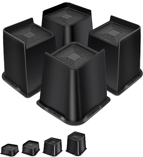 MixDora Bed Risers 6 inch Oversized Heavy Duty Furniture Risers L-Shape Table Riser Chair Raisers Lifter for Sofas Couches Desks Set of 4 Pack