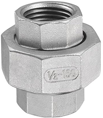 M METERXITY Union Tuyau Raccord - Inox Acier Hex Plomberie Raccord, Corrosion Résistance Appliquer à Air Water, (1/2 NPT Femelle, Argent Tone)