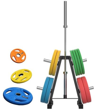 Floor Stand Bumper Plate Holder, Home Gym Barbell Storage A-frame Organizer for Men Women Bars Display Holder/Organizer Tree