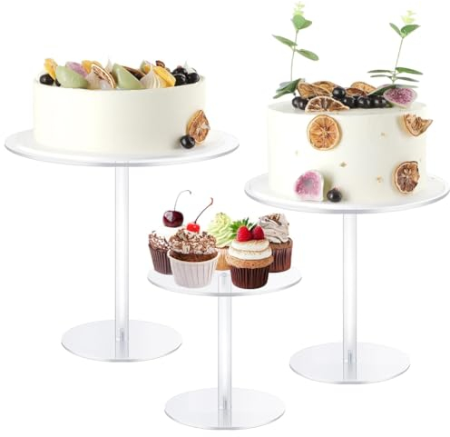HiCOZZIE Alzata per Torta in Acrilico, Trasparente Alzata per Torta Rotonda Alta per Espositore da Tavolo da Dessert, per Matrimoni, Feste di Compleanno Durevole