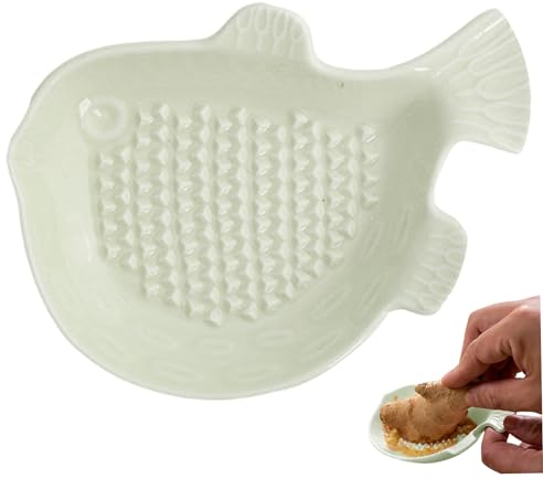 XJKLBYQ Ginger Grater Tool Cute Ceramic Garlic Grater Globefish Shaped Ginger Grinder 4.7x3.5'' Garlic Grater Plate Easy to Clean Ginger Mincer for Garlic Onion Turmeric Apple|Garlic Presses