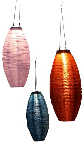 NOMA Long Oval Solar Mandarin Lantern, 20 cm, Colour May Vary (Pack of 1)