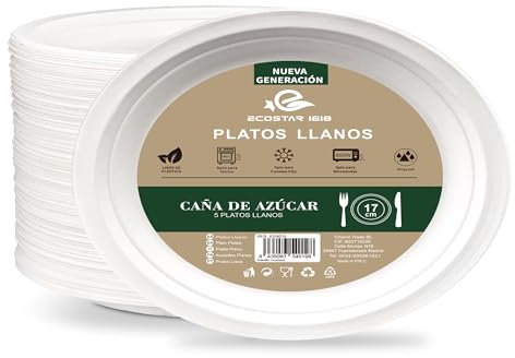 Genérico ECOSTAR Platos Desechables de Caña de Azúcar- Platos Biodegradable - Ecologicos Perfectos para Reuniones, Celebraciones,Eventos de Grupo y Fiestas (100, Ovalado 32X25CM)