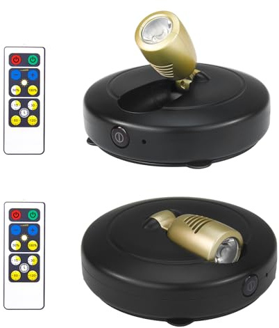 HONGUT Kabellose LED-Strahler, batteriebetriebene Bilderrahmen-Lichter, Puck-Licht mit Fernbedienung, dimmbarer Akzent für Innenbereich, für Kunst, Dartscheibe, Malerei, Display-Pflanzen, Schwarz, 2