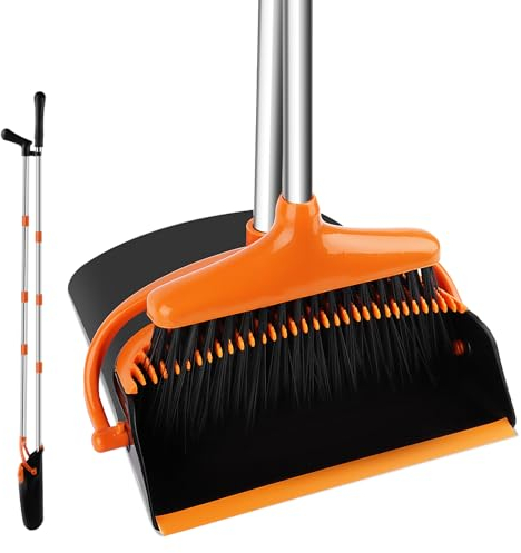 Escoba y Recogedor Plegable, Recogedor Plegable de Pie y Escoba con Giratorio de 180 Grados Cabeza,Cepillo Barrer de Mango Largo, para Cepillos para Barrido de Casa