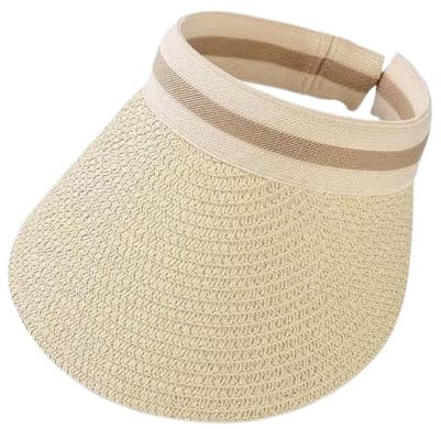 AHYBE Sun Visor Hüte Für Damen Sonnenschild Visor Mit Breite Krempe Sommerhut Stroh -Schutz Sonnenhut Frauen Faltbar Visiere Sommer Roll Up Pferdeschwanz Strand Hut Sonnenvisorhüte ﻿(Color:C)