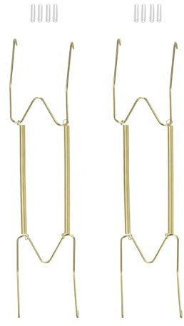 sourcing map 2Pcs Plate Hanger, 12 Inch W Type Stainless Steel Invisible Wall Plate Hangers for Decorative Plates, Gold