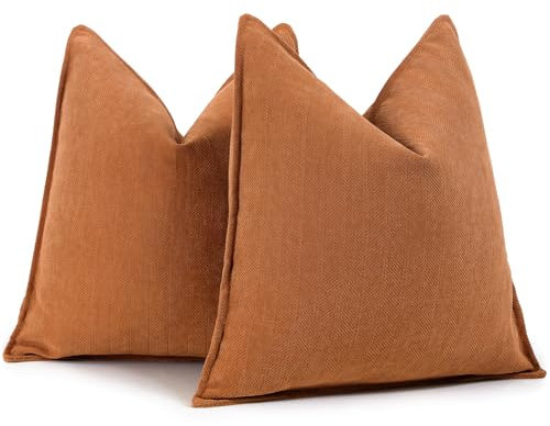 ZWJD Orange Kissenbezug 50x50 2er Set Chenille Kissenbezüge Sofakissen Kissenhüllen mit elegantem Design, weiche und luxuriöse dekorative Dekokissen für Couch, Bett und Heimdekoration
