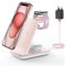 GEEKERA Wireless Charger, 3 in 1 Wireless Charging Station for iPhone 16/15/14/13/12/11/Pro Max/X/8, Phone and Watch Charger Stand for Apple Watch Ultra/10/9/8/7/6/5/4/3/2/SE, AirPods Pro/4/3/2-Pink