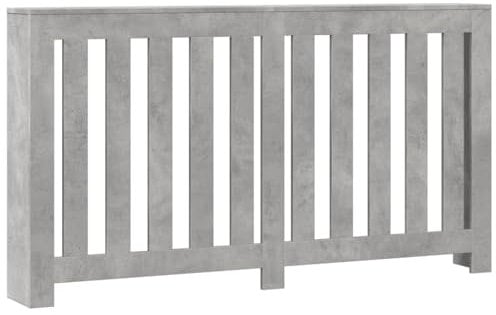 vidaXL Heizkörperverkleidung, Heizungsverkleidung Modernes Latten-Design, Heizkörperabdeckung für Wohnzimmer, Heizungsabdeckung, Betongrau 149x20x82cm Holzwerkstoff