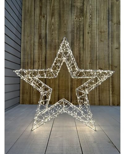 Buri LED Metall Stern 50 cm XL Weihnachtsstern weiß mit 860 LED - LED Stern Weihnachtsbeleuchtung Drahtstern für Außen Leuchtstern mit Timer - Adventsstern Outdoor beleuchtet