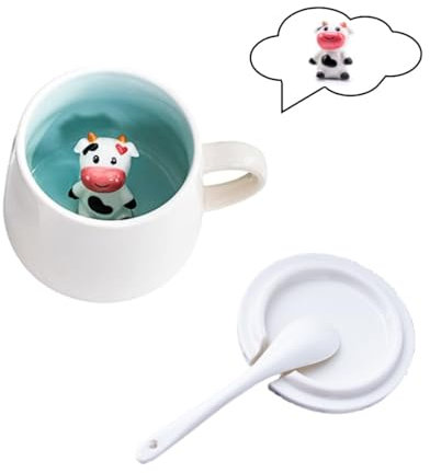 DEXYZZY 3D Tier Kaffee Tasse, Cartoon Kaffeetasse Milch Tee Keramik Becher, 3D Kuh Tasse aus Keramik, Lustige Geschenke für frauen Freunde Kinder Mädchen Frau Geburtstagsgeschenk