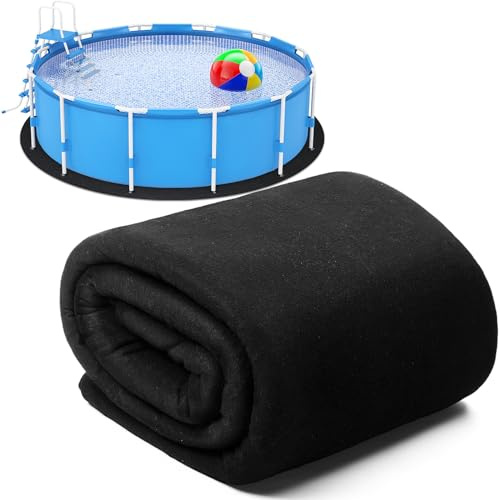 Tinideya 6,4 m runde Pool-Auskleidung, stark, langlebig, pannensicher, Bodenmatte, Polyester, Geotextilien, oberirdisches Poolzubehör, empfindliche Bodenunterlage für Schwimmbäder, Badewanne (schwarz)