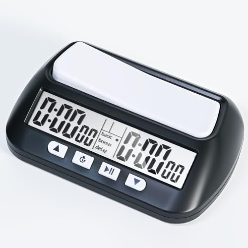 Multifunctional Digital Chess Clock - Professional Electronic Chess Timer for International Chess, Chinese Chess, Go Game, Gobang and Other Board Games - Portable Chess Accessories (Black)