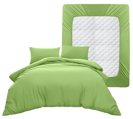 Casabella Duvet Cover Sets - 4 Pc Luxury Super King Duvet Set Brushed Microfiber Duvet Full Set - Duvet Cover, Fitted Sheet & Pillowcase 2 Pack - Soft & Durable Super King Duvet Set - Sage Bedding