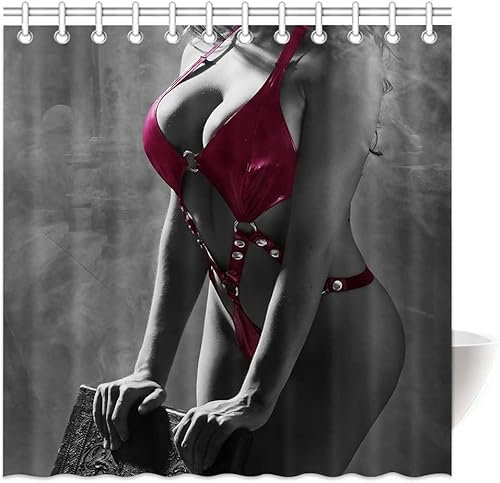 Pechiwuo Rideau Douche Anti Moisissure 3D Imprimé Sexy Sexy Rideau Salle Bain 180x200 Polyester Tissu Imperméable Rideaux Baignoire avec Crochets avec Anneaux 2384b
