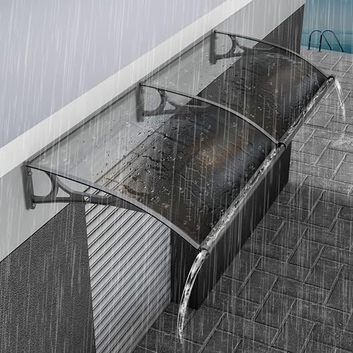 Aluminum Door Canopy 300x327 - UV Resistant Outdoor Awning, Easy Installation, Curved Support Bracket, Durable Aluminum Marquee for Entryways, Weather Protection