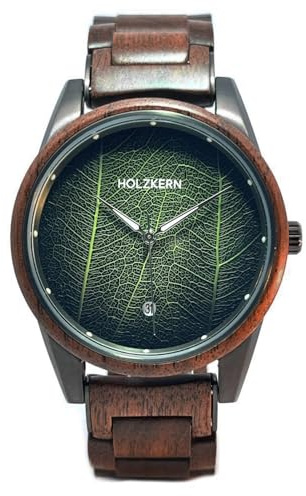 HOLZKERN Herren-Armbanduhr Edisto Walnuss/Blatt 9010631016975