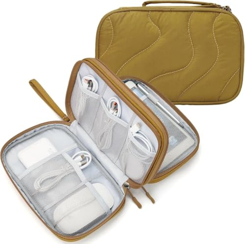 Skycase Kabeltasche,Reise Travel Gadgets Kabel Organizer Tasche,Travel Essentials Tech Pouch Bag für Kabel Powerbank Elektronische Accessoires Kabeltaschen(Gelb)
