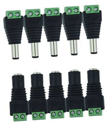 Hoement 5pezzi Connettori Alimentazione Dc Maschio e Femmina Con Terminale Vite Per Collegamento Facile Strisce Led Telecamere Sicurezza e Accessori Elettronici