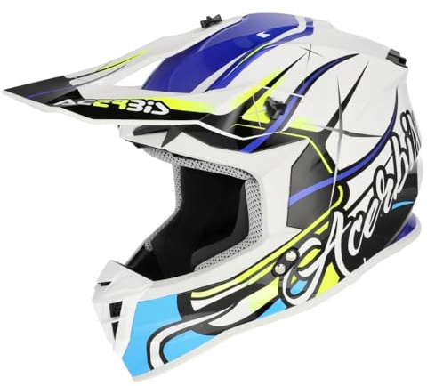 Casco Cross Acerbis Linear ECE 22/06 Bianco Blu taglia L (59-60 cm)