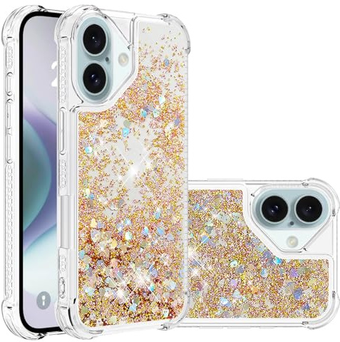 VQWQ Silikon Hülle Compatible with iPod Touch 7, Handykette Hülle mit Glitzernder Fluss Sand Case Silikon Schutzhülle mit Schnur für iPod Touch 7 [Flüssi]-Gold