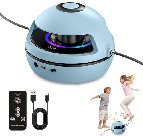 Music Jump Rope Machine, 10-Speed Gear Shift and LED Display Ropeless Skipping Rope, Skipping Rope With Counter, Remote and Colored Breathing Light, Kids Smart Gym Equipment, for Kids, Adults,Parties