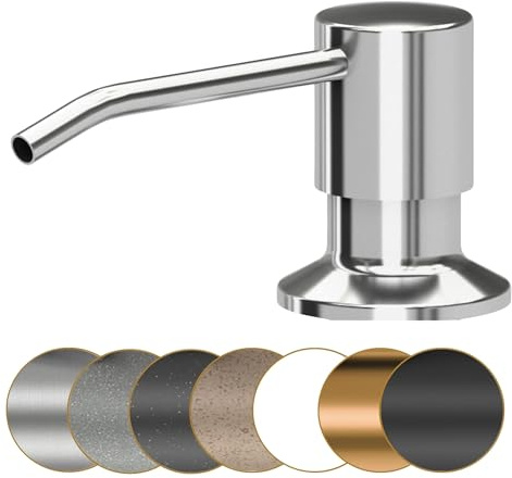 Sink Quality Distributeur de savon encastrable chromé – 320 ml en PVC robuste – Distributeur de liquide vaisselle encastrable pour évier – Rechargeable par le haut – Pompe rotative à 360°