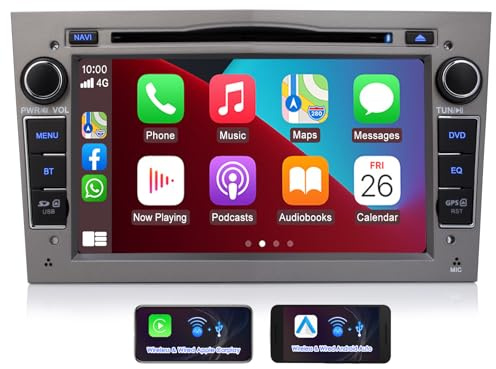 iFreGo Doppel Din Radio mit Apple Carplay und Android Auto,GPS,DVD,CD,RDS, Autoradio Bluetooth für Opel Astra, Corsa, Vectra, Zafira, Antara,Meriva, Vivaro,Combo,FM Radio unterstützt Lenkradsteuerung