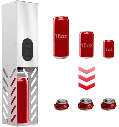 Clickovia Electric Can Crusher, Automatic Can Crushers for Recycling 7-17 Oz Can Crusher Wall Mounted,Stainless Steel Can Crushers Free Standing for Recycling Soda, Coke Cans and Plastic Bottle