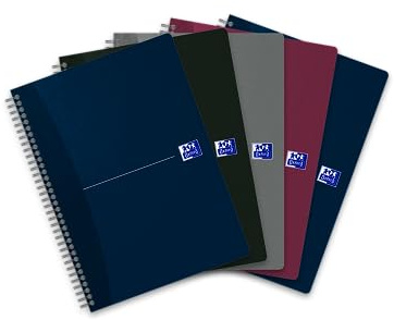 Oxford Spiral-Notizbuch B5, liniert, 180 Seiten, 4 Farben sortiert, 5 Stück